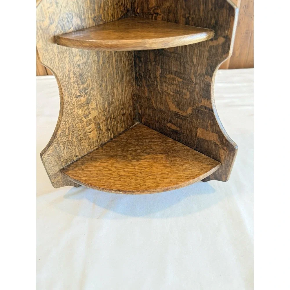 Vintage French Oak Corner Shelf 3 Tiers 20